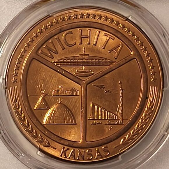 1970 P Wichita Kansas Centennial Bronze Medal D1970-1b MS64 RED PCGS - Picture 4 of 4